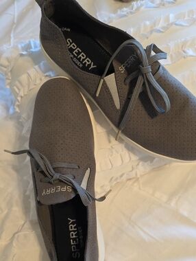 Sperry Women's Gray Perforated Slip-On Athletic Boat Shoes